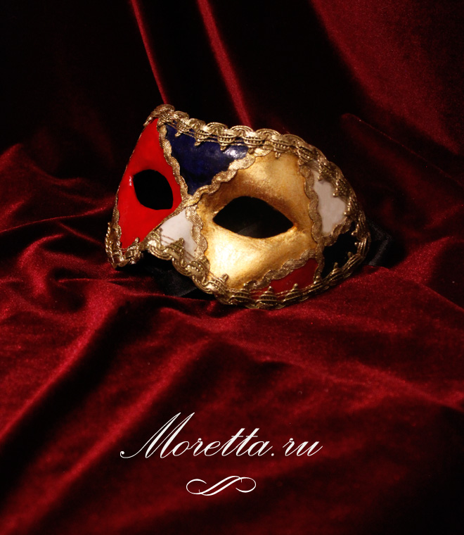 Венецианская маска красно-золотая для мужчин и женщин